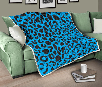 Cheetah Blue Print Pattern Premium Quilt-JTAMIGO.COM