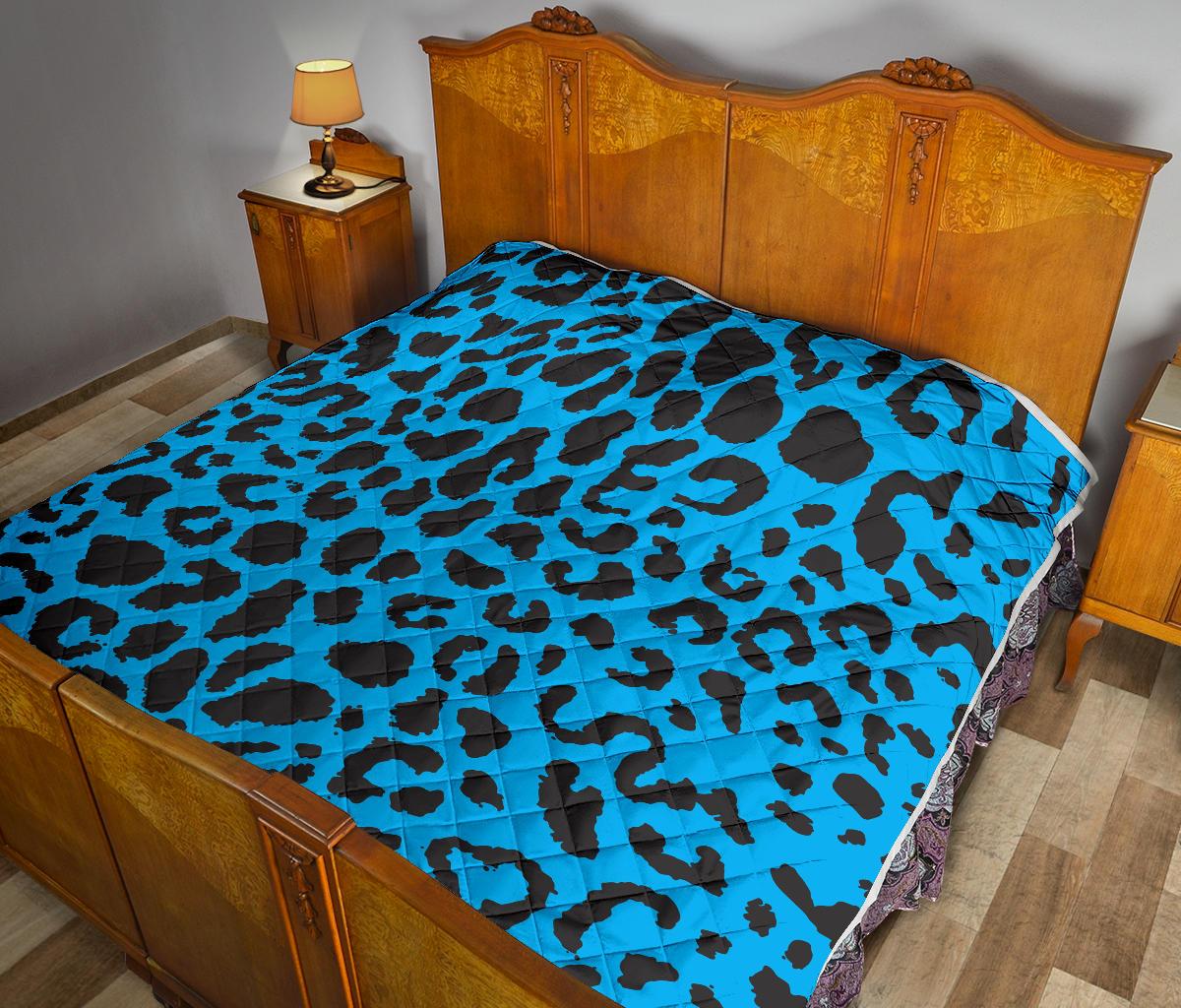 Cheetah Blue Print Pattern Premium Quilt-JTAMIGO.COM