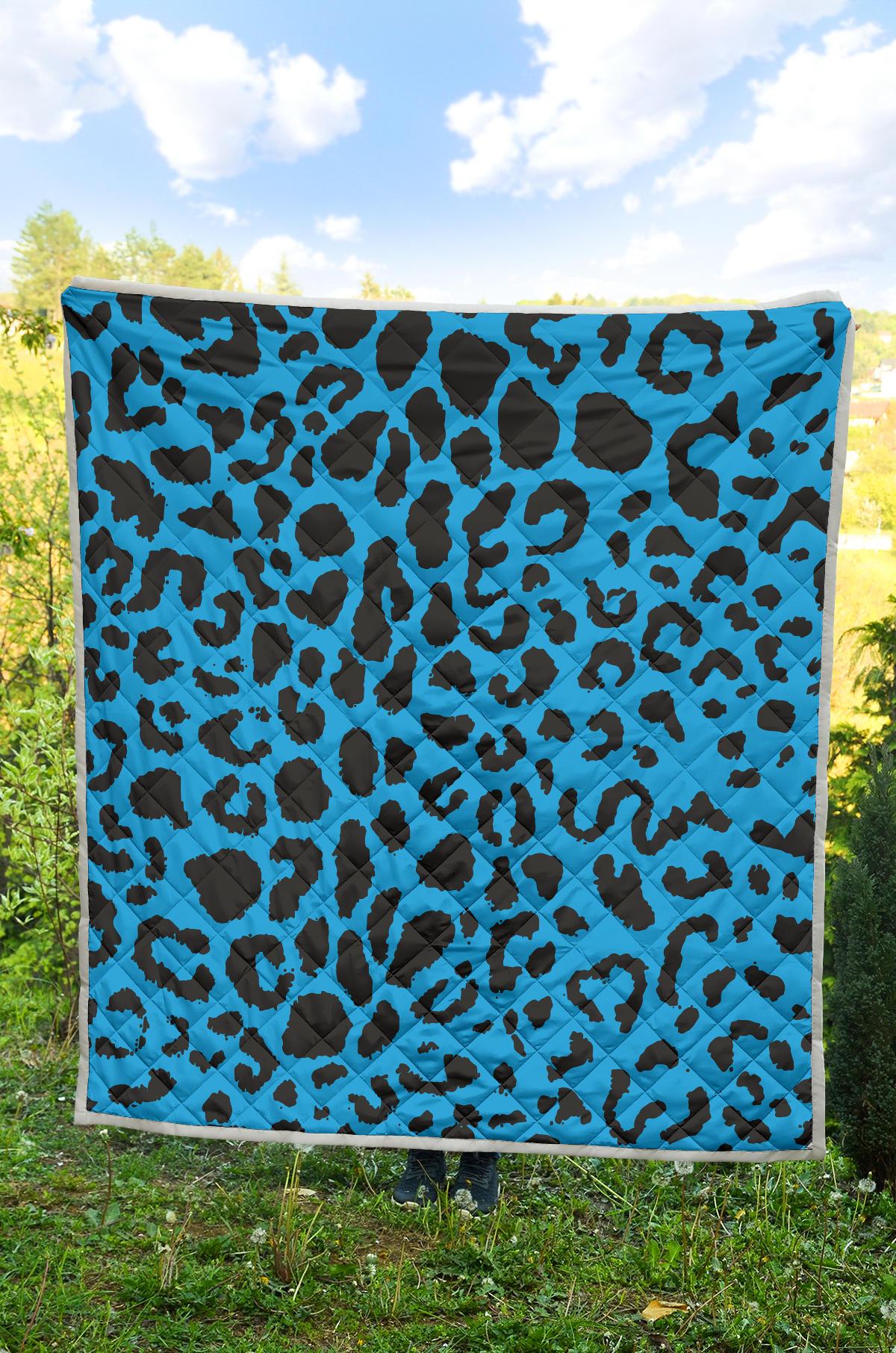 Cheetah Blue Print Pattern Premium Quilt-JTAMIGO.COM