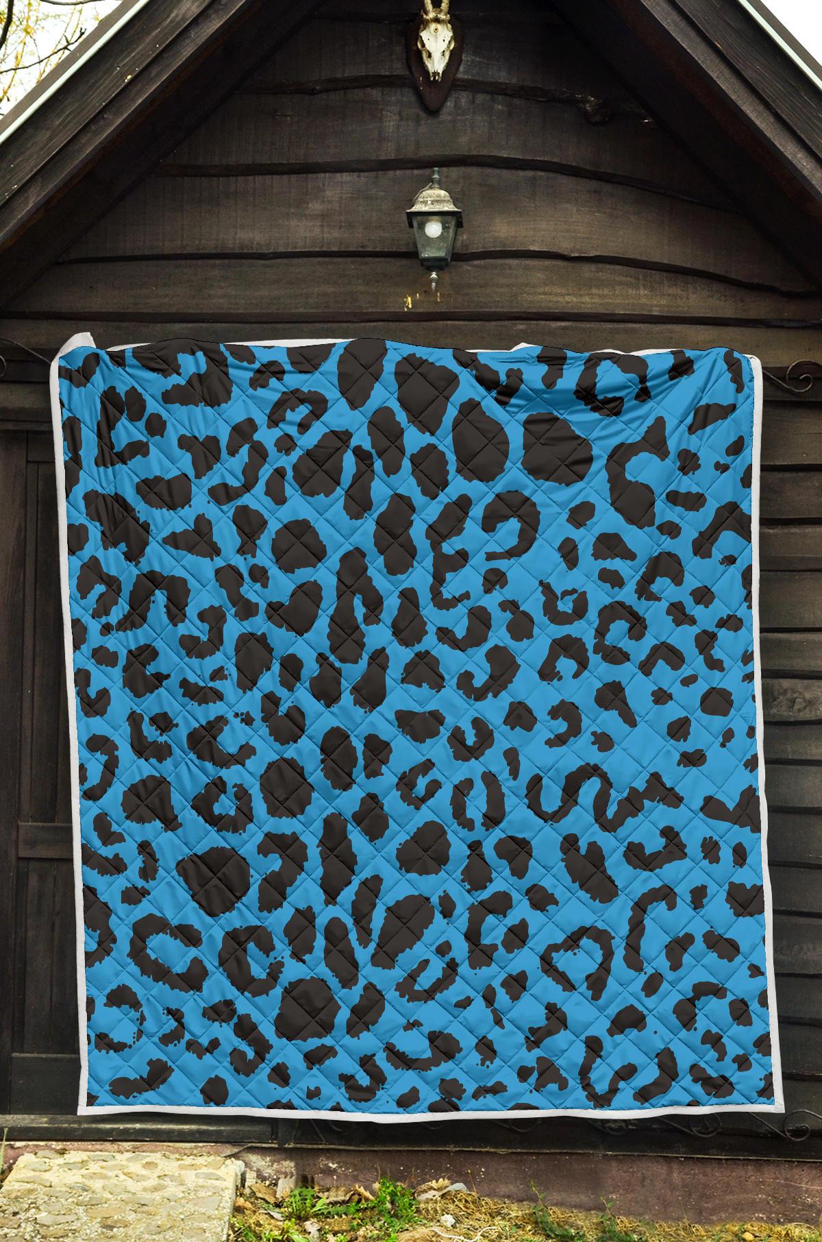Cheetah Blue Print Pattern Premium Quilt-JTAMIGO.COM