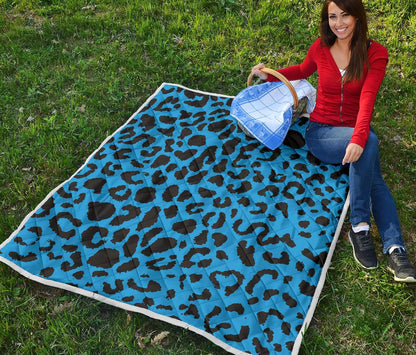 Cheetah Blue Print Pattern Premium Quilt-JTAMIGO.COM