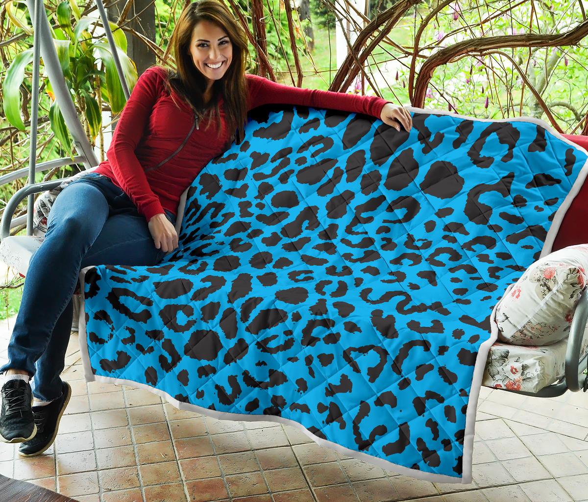 Cheetah Blue Print Pattern Premium Quilt-JTAMIGO.COM