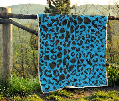 Cheetah Blue Print Pattern Premium Quilt-JTAMIGO.COM