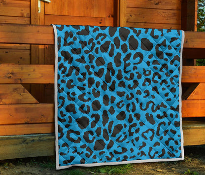 Cheetah Blue Print Pattern Premium Quilt-JTAMIGO.COM