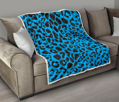 Cheetah Blue Print Pattern Premium Quilt-JTAMIGO.COM