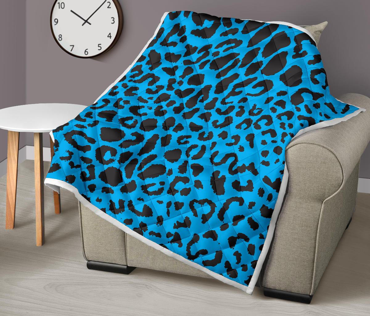 Cheetah Blue Print Pattern Premium Quilt-JTAMIGO.COM