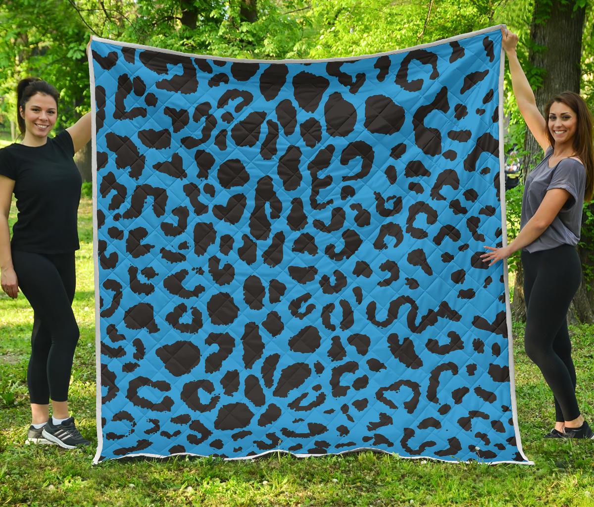 Cheetah Blue Print Pattern Premium Quilt-JTAMIGO.COM