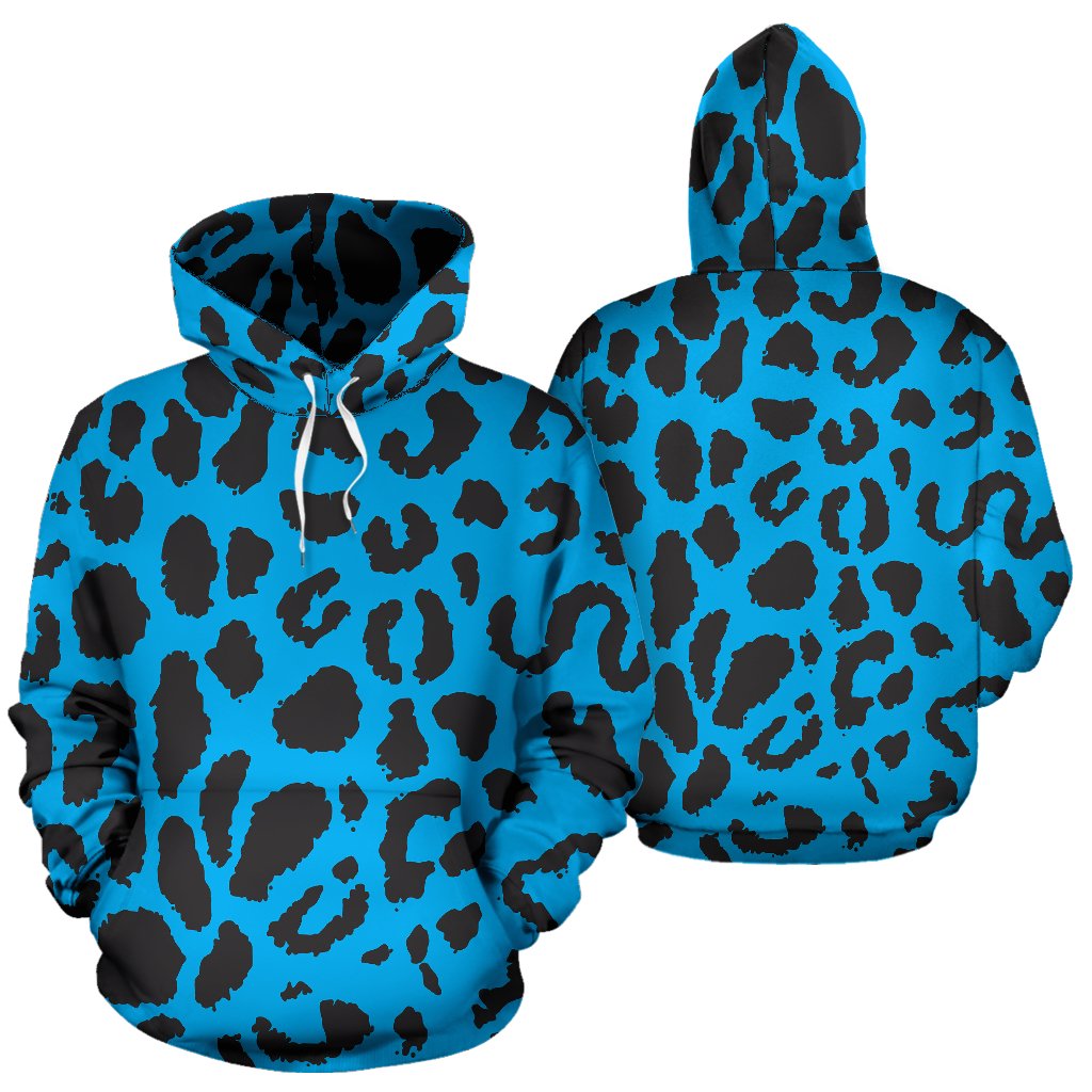 Cheetah Blue Print Pattern Pullover Hoodie