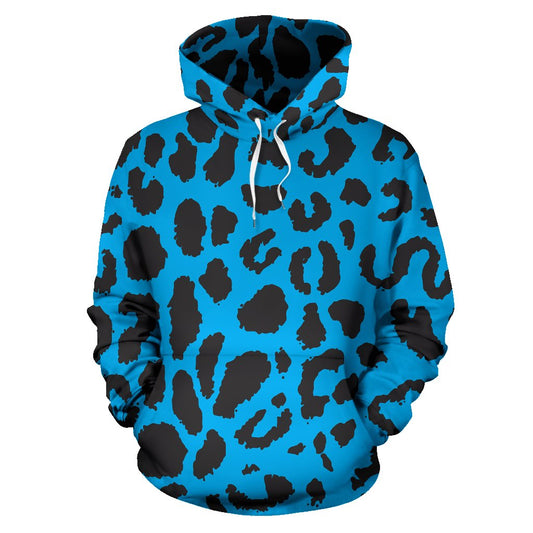 Cheetah Blue Print Pattern Pullover Hoodie