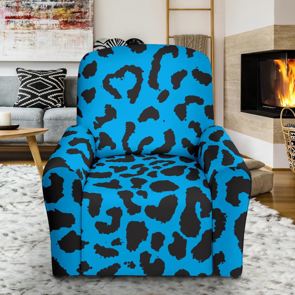 Cheetah Blue Print Pattern Single Sofa Slipcover -JTAMIGO.COM