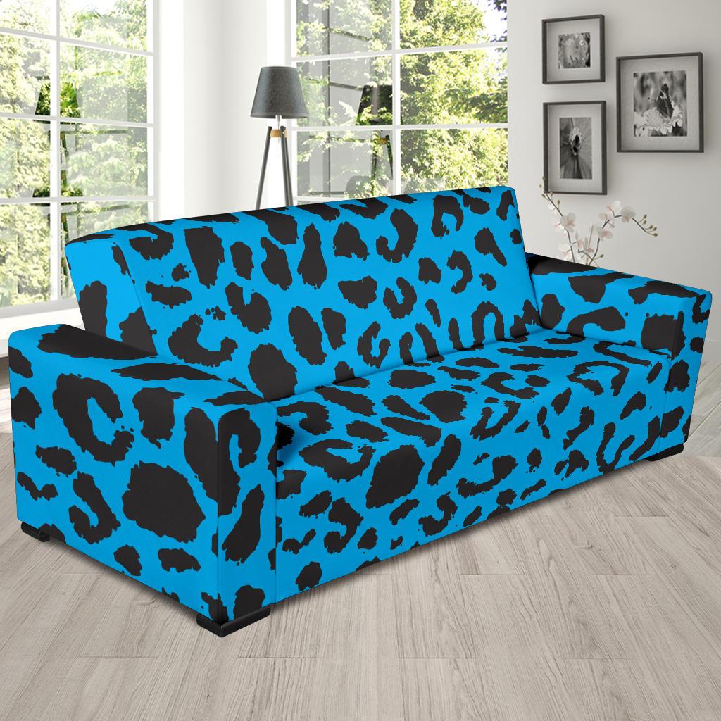 Cheetah Blue Print Pattern Sofa Slipcover-JTAMIGO.COM