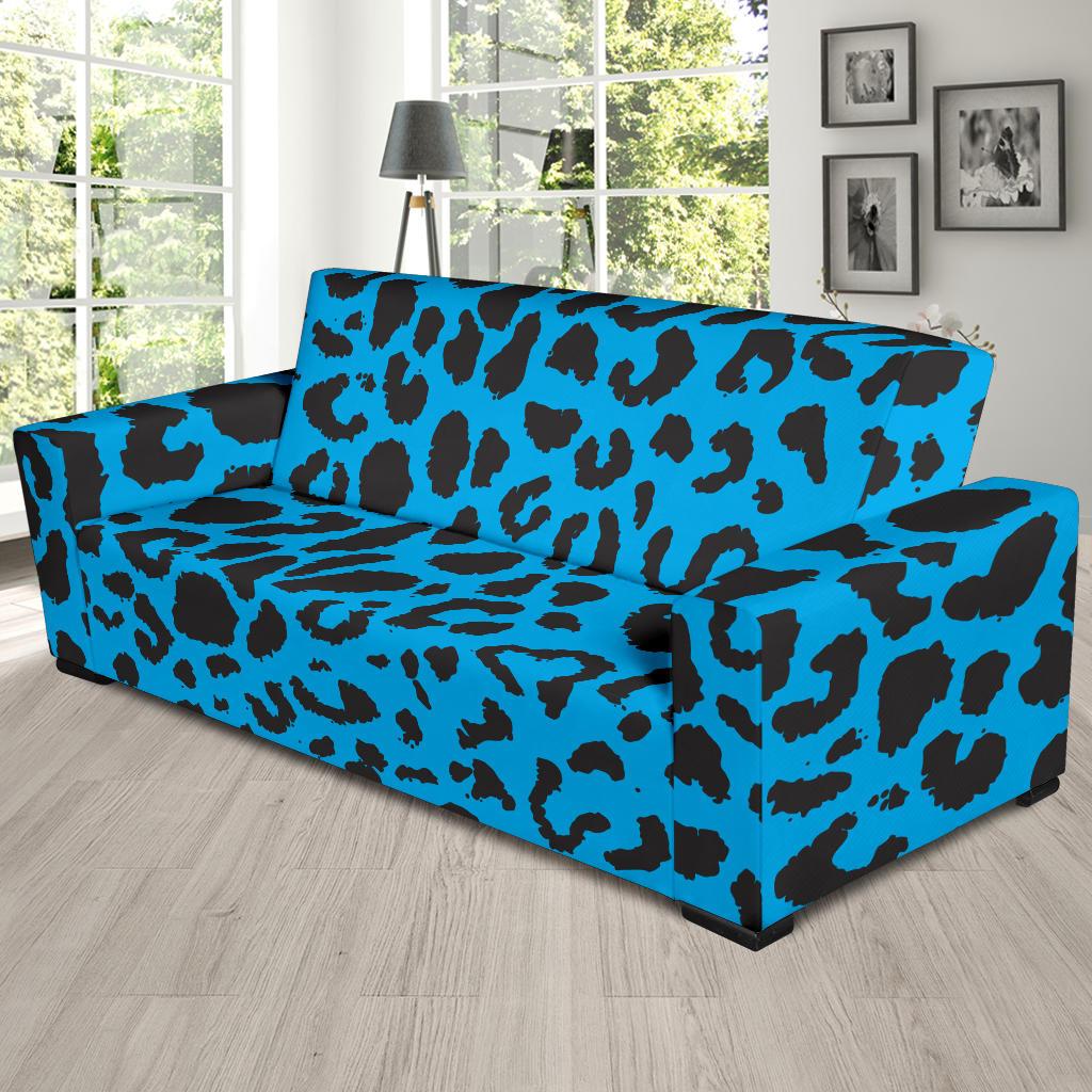 Cheetah Blue Print Pattern Sofa Slipcover-JTAMIGO.COM