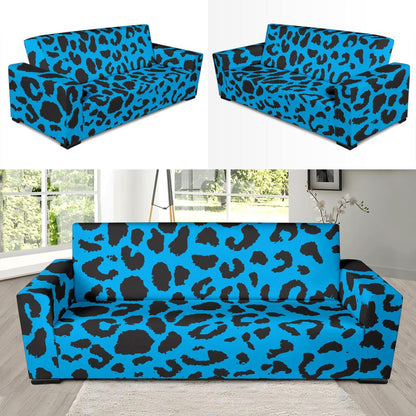 Cheetah Blue Print Pattern Sofa Slipcover-JTAMIGO.COM