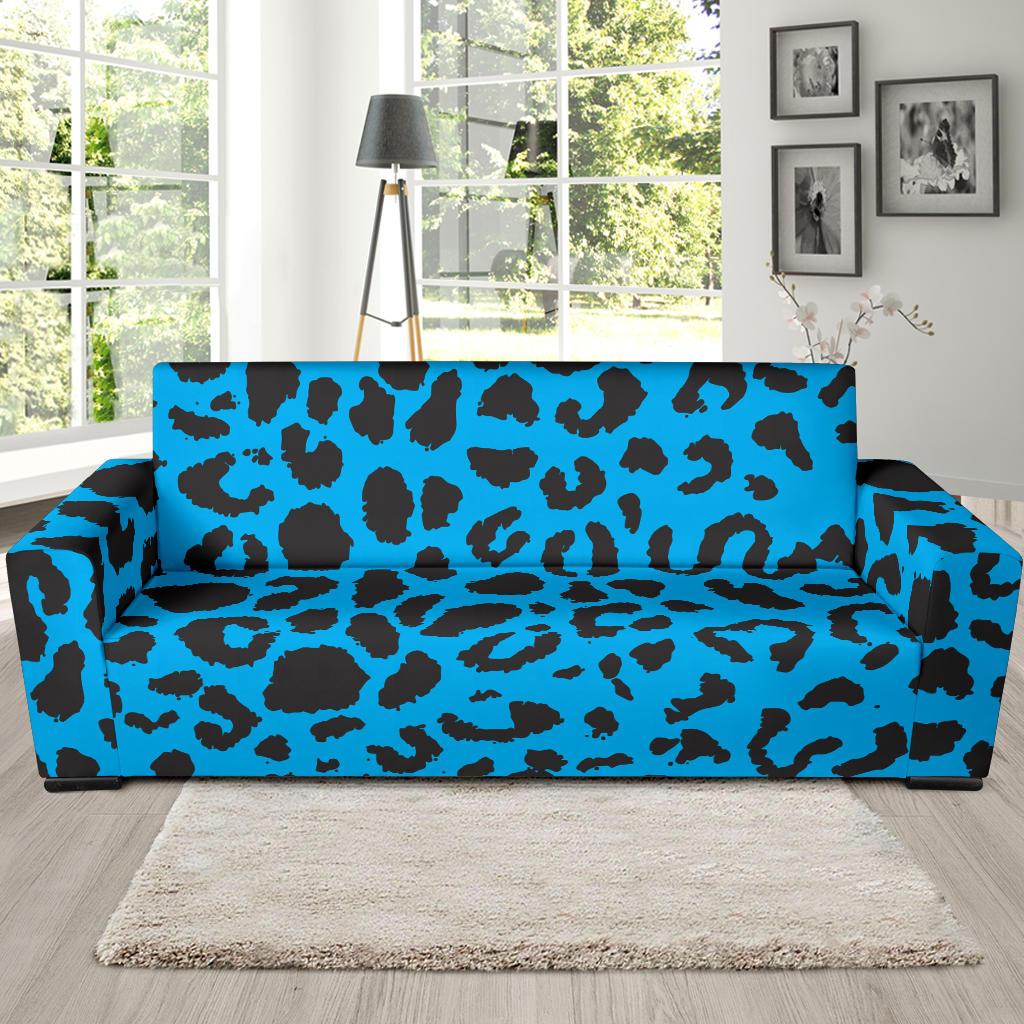 Cheetah Blue Print Pattern Sofa Slipcover-JTAMIGO.COM