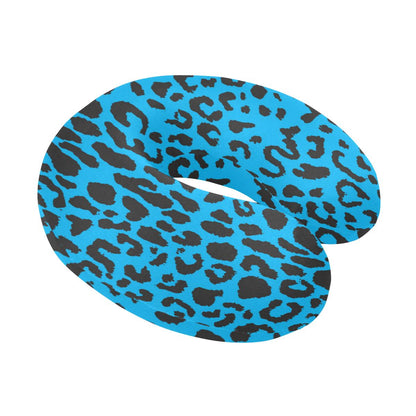 Cheetah Blue Print Pattern U-Shaped Travel Neck Pillow-JTAMIGO.COM