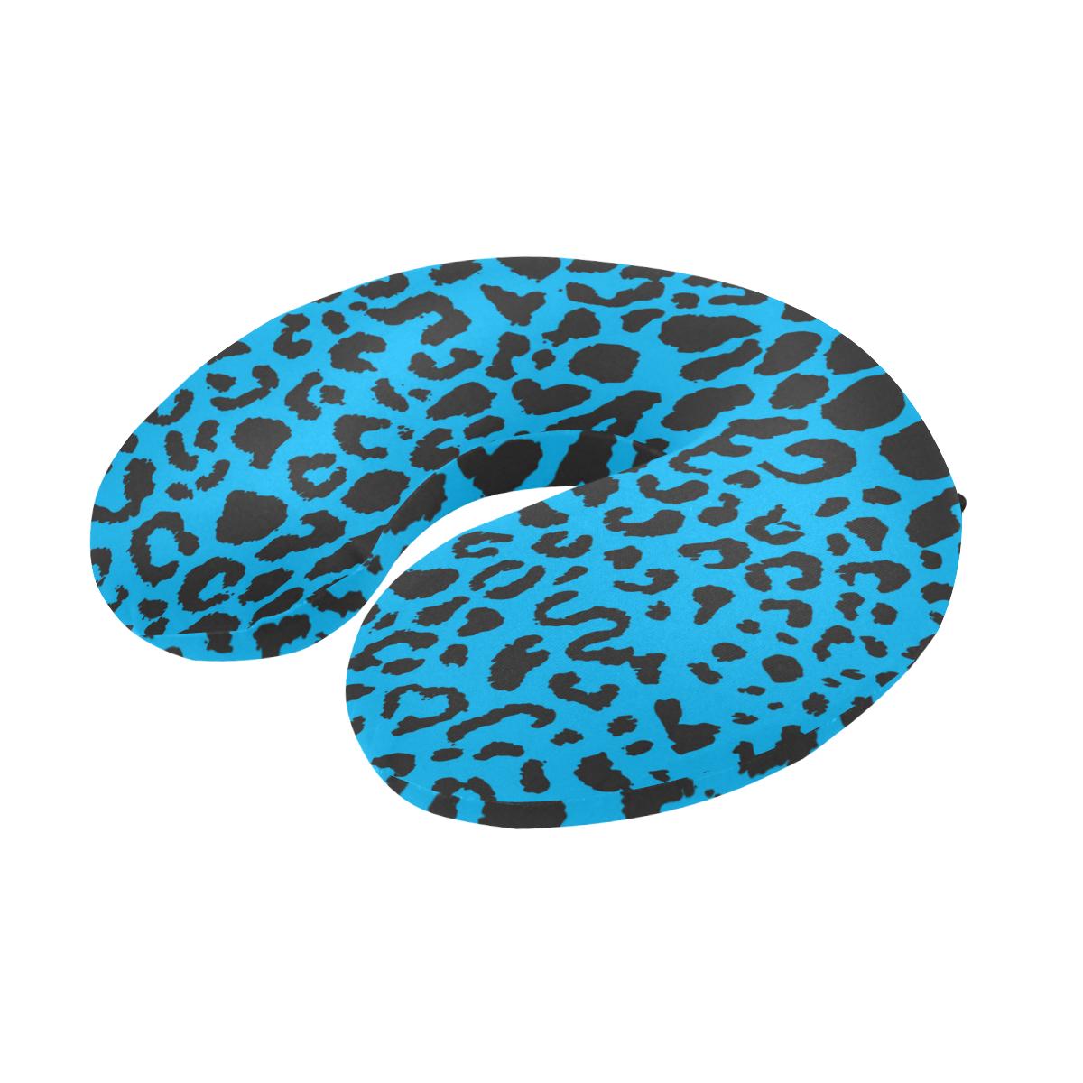 Cheetah Blue Print Pattern U-Shaped Travel Neck Pillow-JTAMIGO.COM