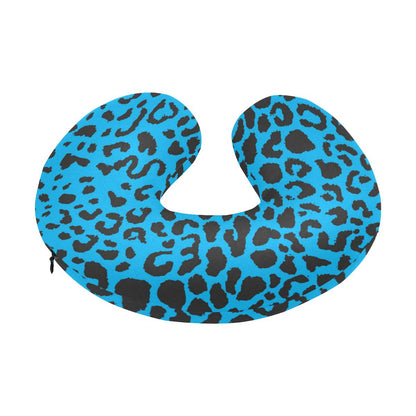 Cheetah Blue Print Pattern U-Shaped Travel Neck Pillow-JTAMIGO.COM