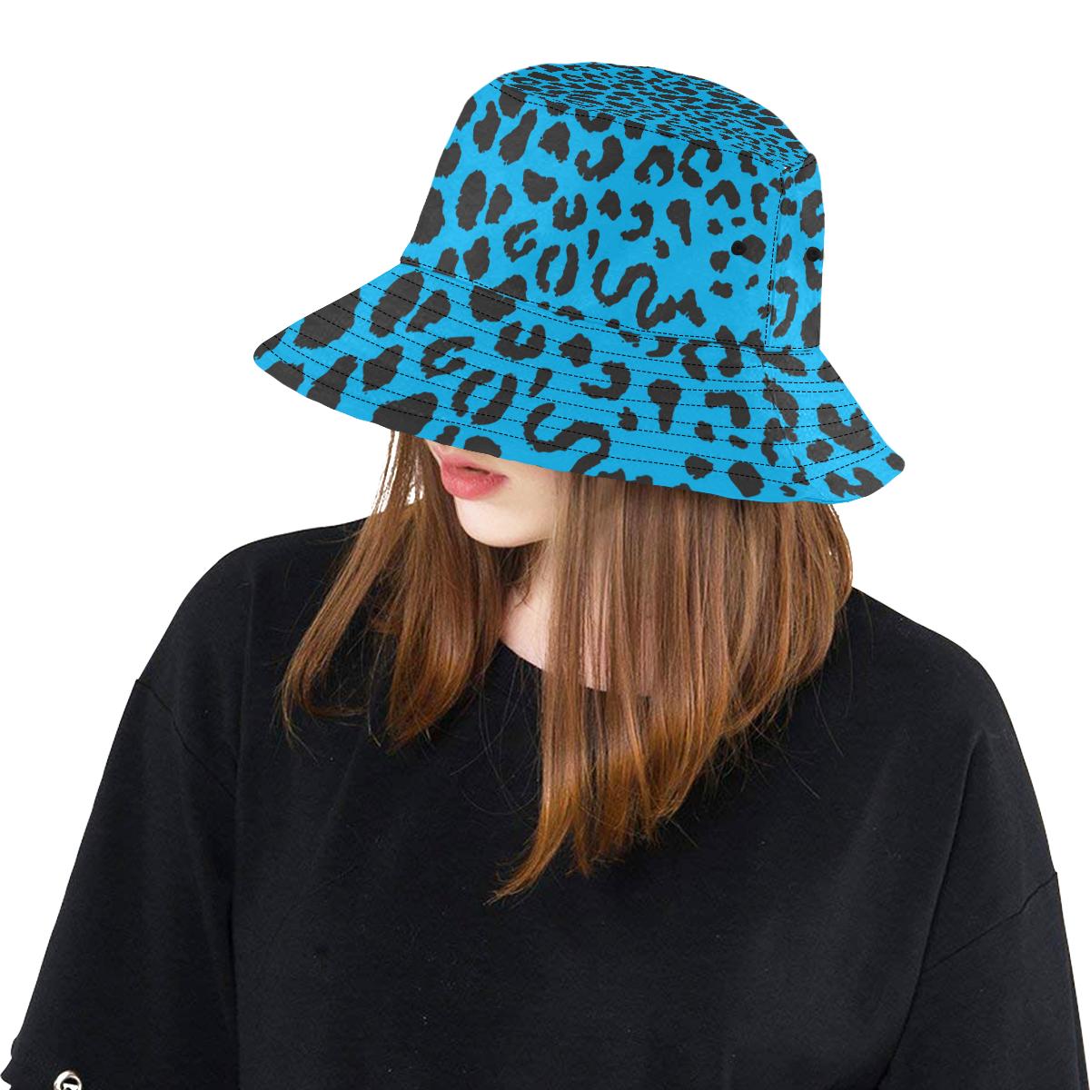 Cheetah Blue Print Pattern Unisex Bucket Hat