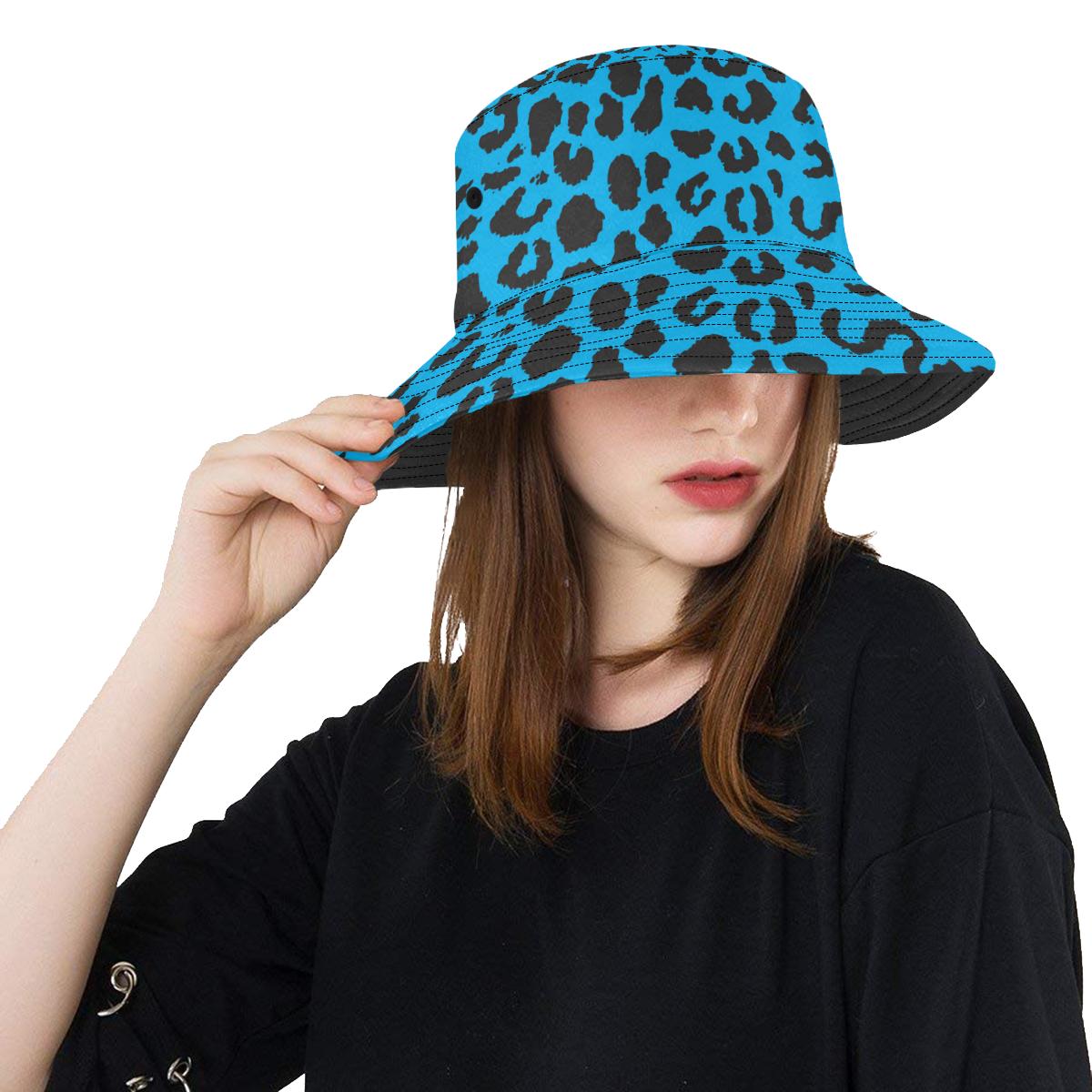 Cheetah Blue Print Pattern Unisex Bucket Hat