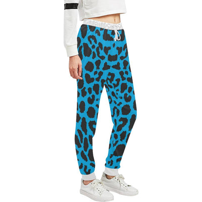 Cheetah Blue Print Pattern Unisex Casual Sweatpants (Model L11)-JTAMIGO.COM