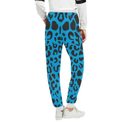 Cheetah Blue Print Pattern Unisex Casual Sweatpants (Model L11)-JTAMIGO.COM