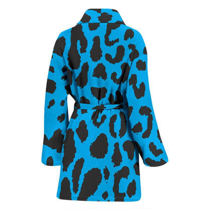 Cheetah Blue Print Pattern Women Bath Robe-JTAMIGO.COM