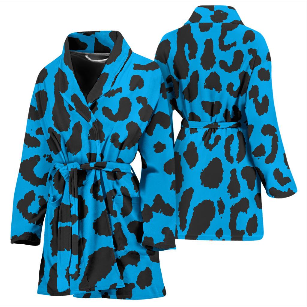 Cheetah Blue Print Pattern Women Bath Robe-JTAMIGO.COM