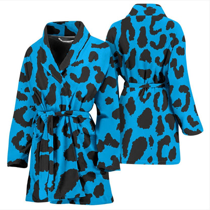 Cheetah Blue Print Pattern Women Bath Robe-JTAMIGO.COM
