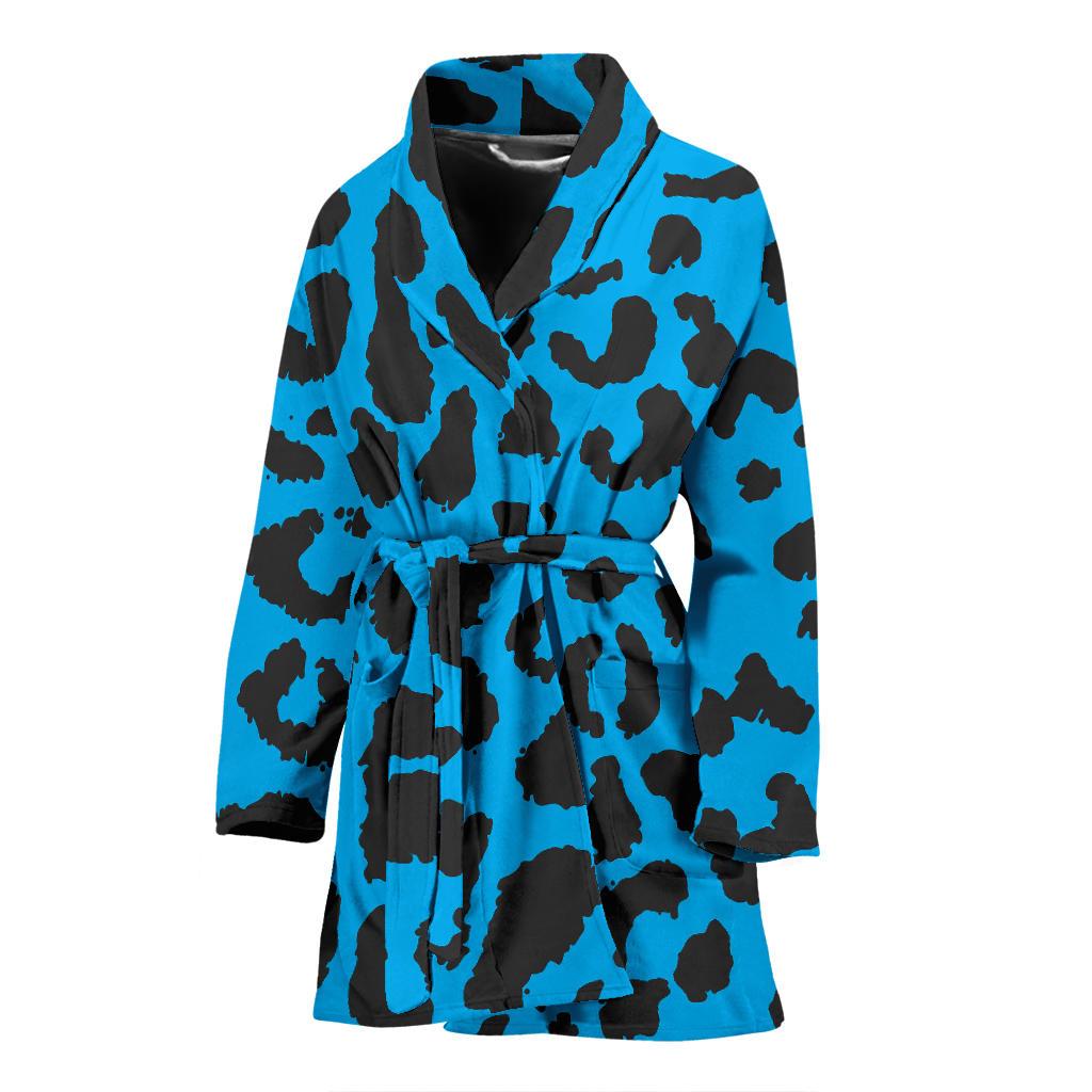 Cheetah Blue Print Pattern Women Bath Robe-JTAMIGO.COM