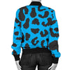 Cheetah Blue Print Pattern Women Casual Bomber Jacket