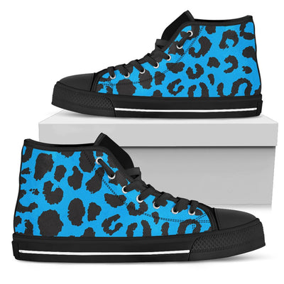 Cheetah Blue Print Pattern Women High Top Shoes