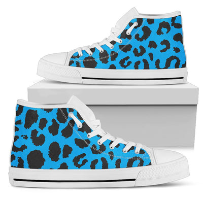 Cheetah Blue Print Pattern Women High Top Shoes