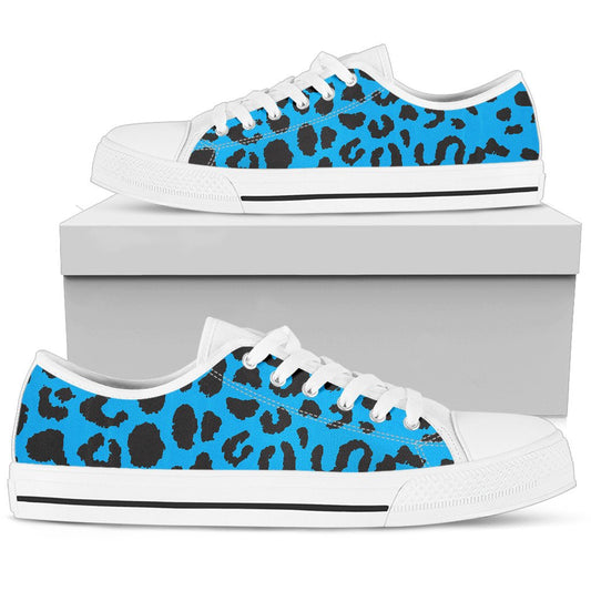 Cheetah Blue Print Pattern Women Low Top Shoes