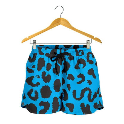 Cheetah Blue Print Pattern Women Shorts-JTAMIGO.COM