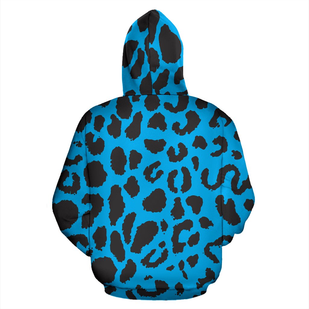 Cheetah Blue Print Pattern Zip Up Hoodie
