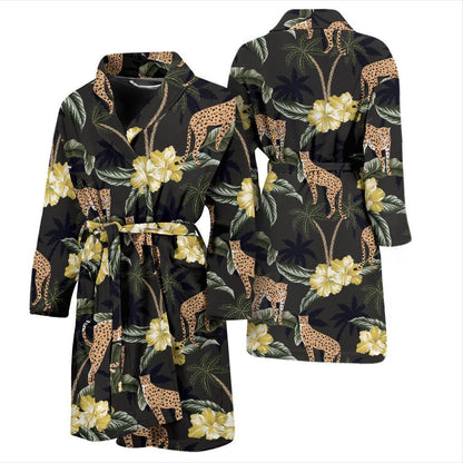 Cheetah Pattern Print Design 04 Men Bathrobe-JORJUNE.COM