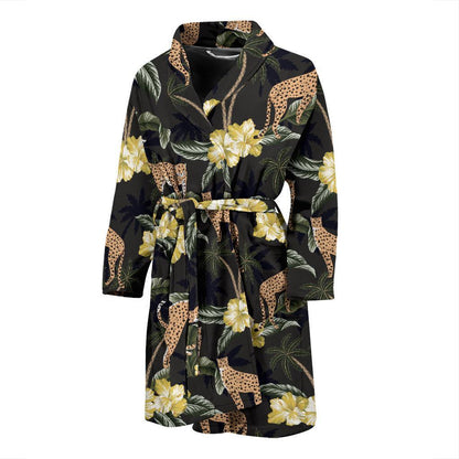 Cheetah Pattern Print Design 04 Men Bathrobe-JORJUNE.COM