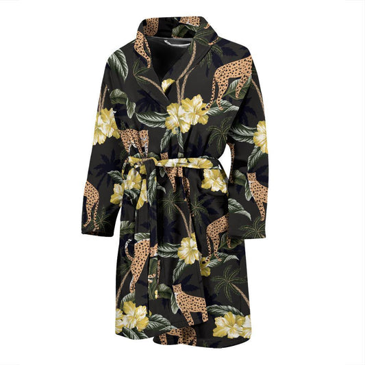Cheetah Pattern Print Design 04 Men Bathrobe-JORJUNE.COM