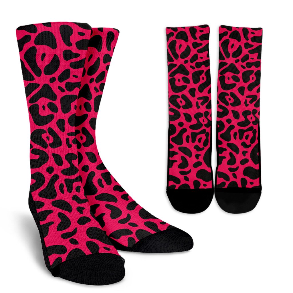 Cheetah Pink Print Pattern Crew Socks