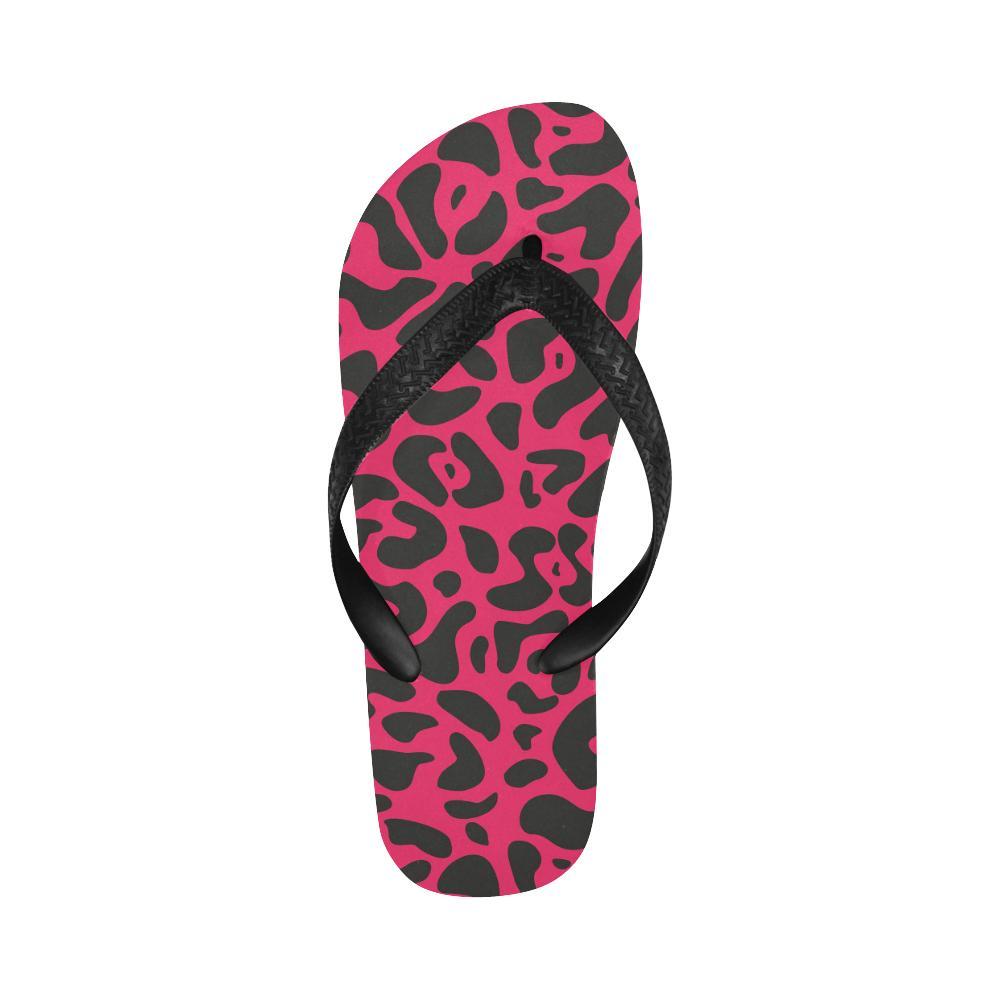 Cheetah Pink Print Pattern Flip Flops-JTAMIGO.COM