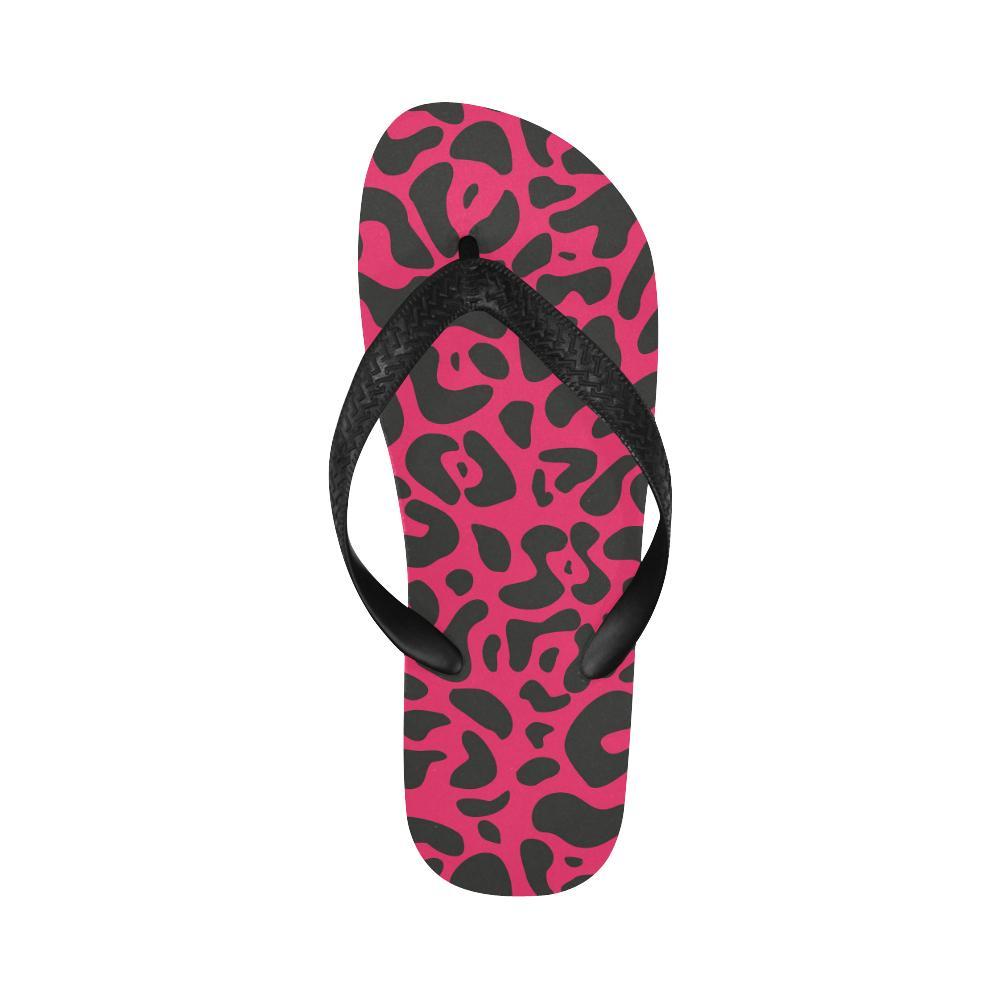 Cheetah Pink Print Pattern Flip Flops-JTAMIGO.COM