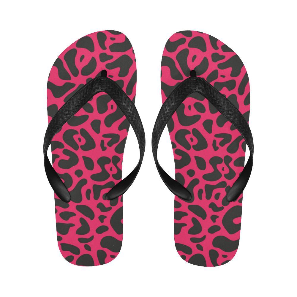 Cheetah Pink Print Pattern Flip Flops-JTAMIGO.COM