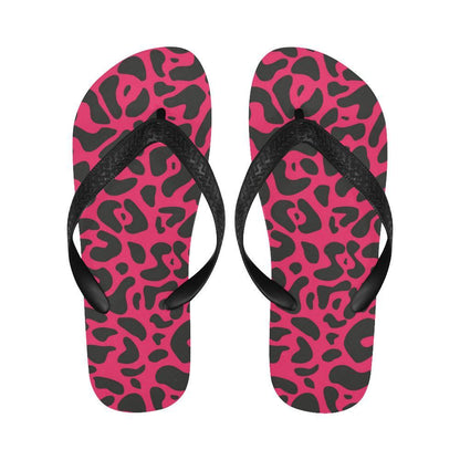 Cheetah Pink Print Pattern Flip Flops-JTAMIGO.COM
