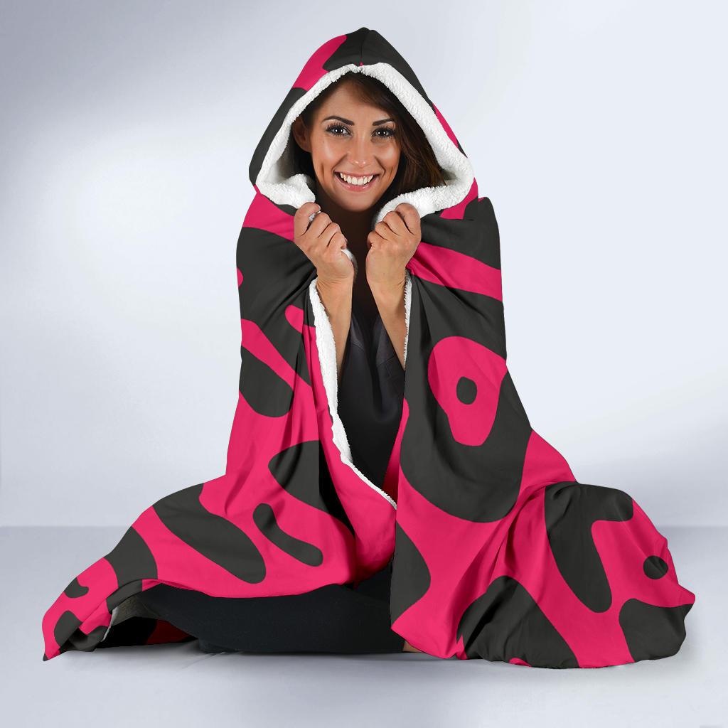Cheetah Pink Print Pattern Hooded Blanket-JTAMIGO.COM