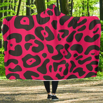 Cheetah Pink Print Pattern Hooded Blanket-JTAMIGO.COM