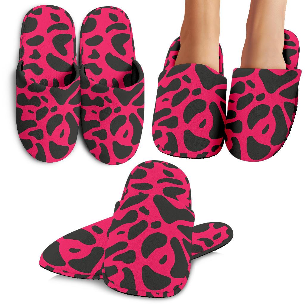 Cheetah Pink Print Pattern House Slippers