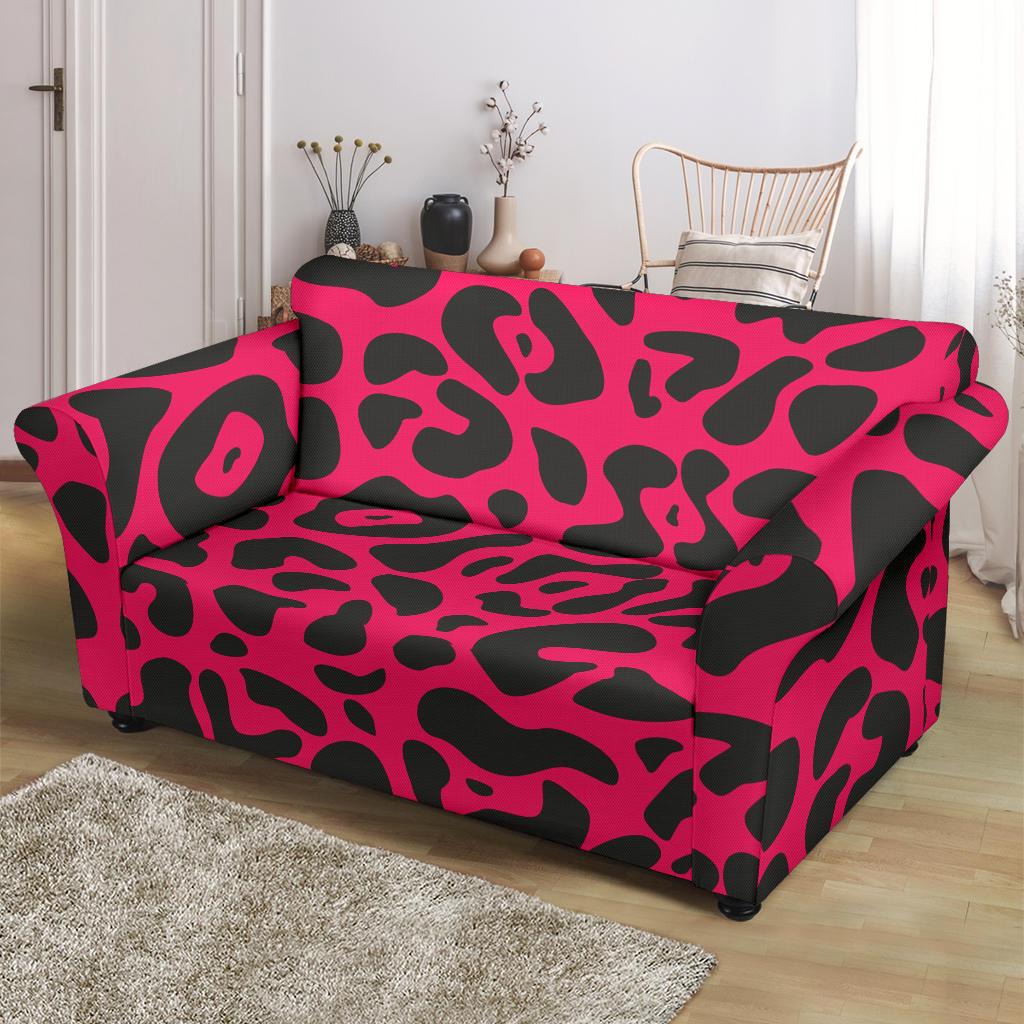 Cheetah Pink Print Pattern Loveseat Slipcover-JTAMIGO.COM