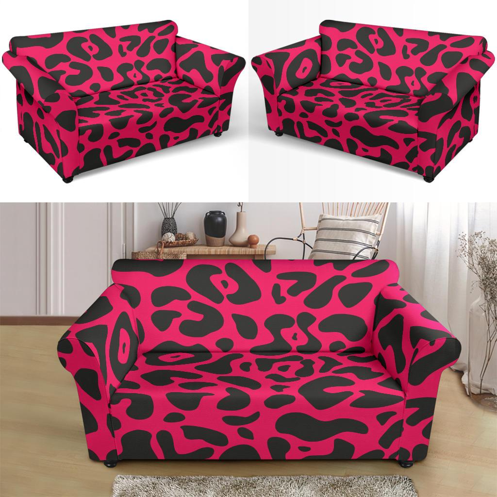 Cheetah Pink Print Pattern Loveseat Slipcover-JTAMIGO.COM