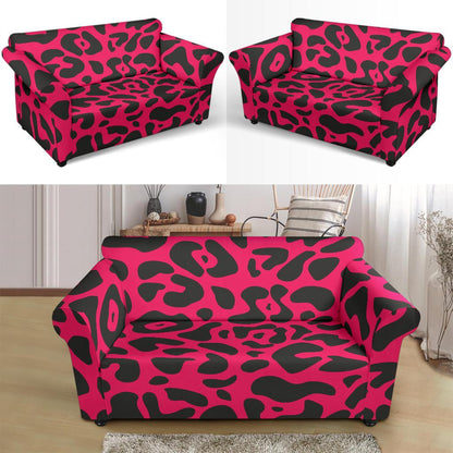 Cheetah Pink Print Pattern Loveseat Slipcover-JTAMIGO.COM