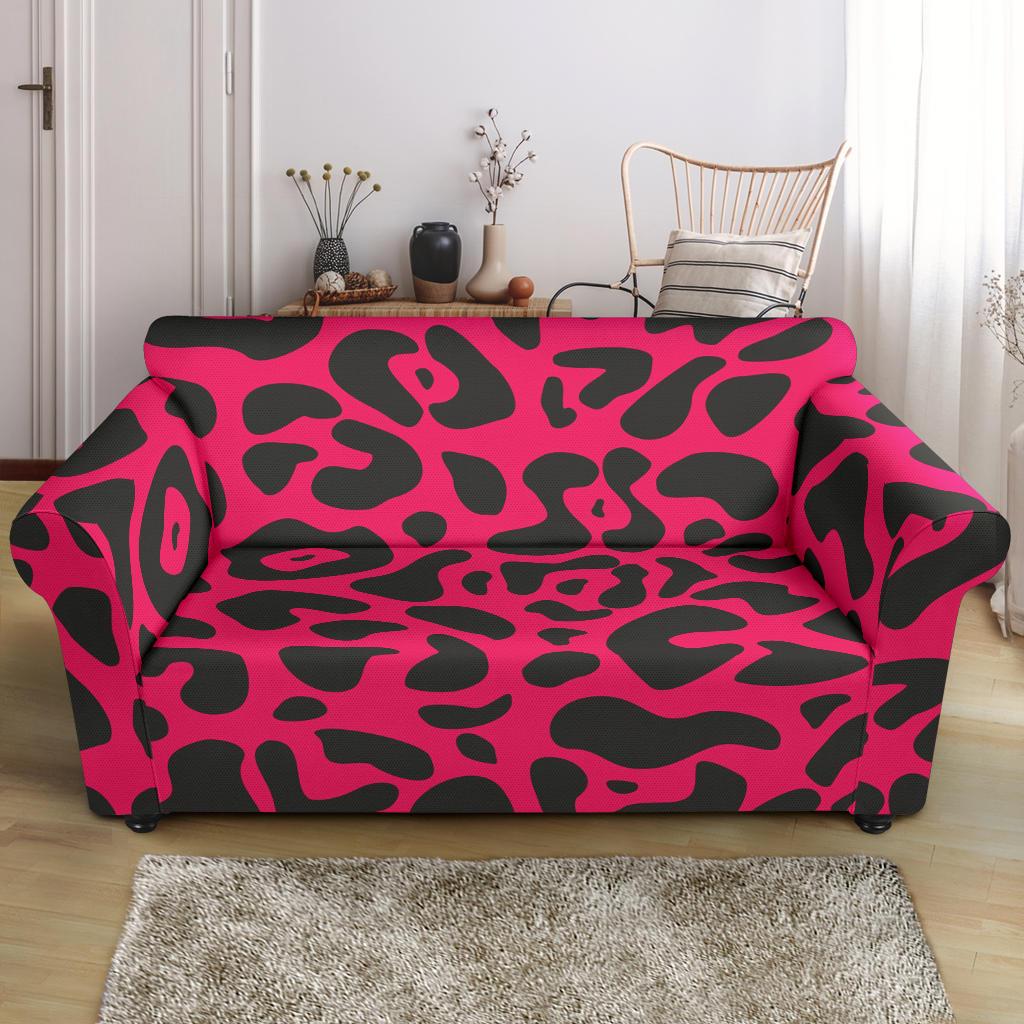 Cheetah Pink Print Pattern Loveseat Slipcover-JTAMIGO.COM